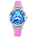 Cute pretty shark Crystal style Children Watch