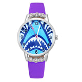 Cute pretty shark Crystal style Children Watch