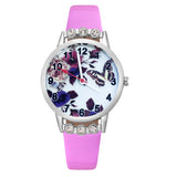 Cartoon pretty Butterfly flower Crystal style Children Watch