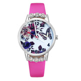 Cartoon pretty Butterfly flower Crystal style Children Watch