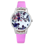 Cartoon pretty Butterfly flower Crystal style Children Watch