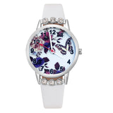 Cartoon pretty Butterfly flower Crystal style Children Watch
