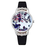 Cartoon pretty Butterfly flower Crystal style Children Watch