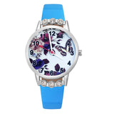 Cartoon pretty Butterfly flower Crystal style Children Watch